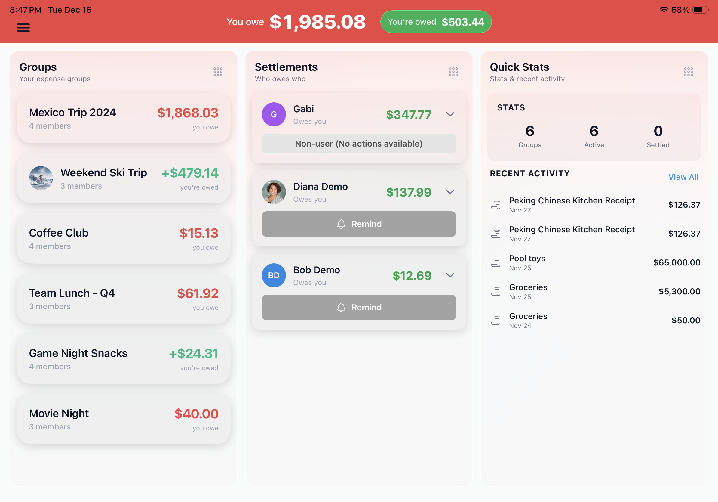 iPad Dashboard UI
