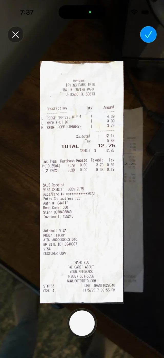 Receipt scanning